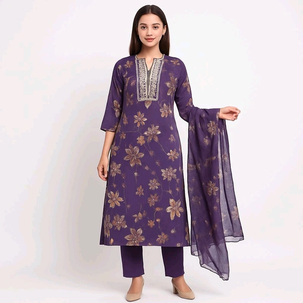 Pure Vetican Purple Kurti Pant - M