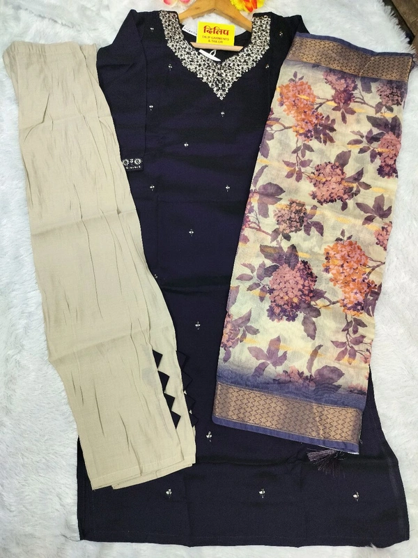 Premium Dark Blue Kurti Set - Port Gore, 2xl