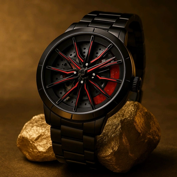 Rotating Wheel Sports Watch For Men's  - Red, Free
