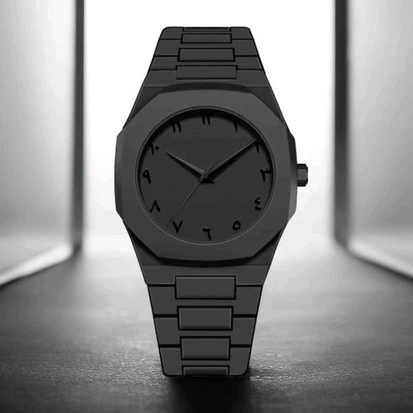 Men's Watch With Arabic Numerals Black Minimalist Watch  - Black, Free