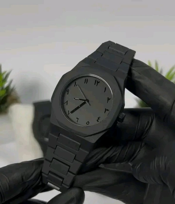 Men's Watch With Arabic Numerals Black Minimalist Watch  - Black, Free