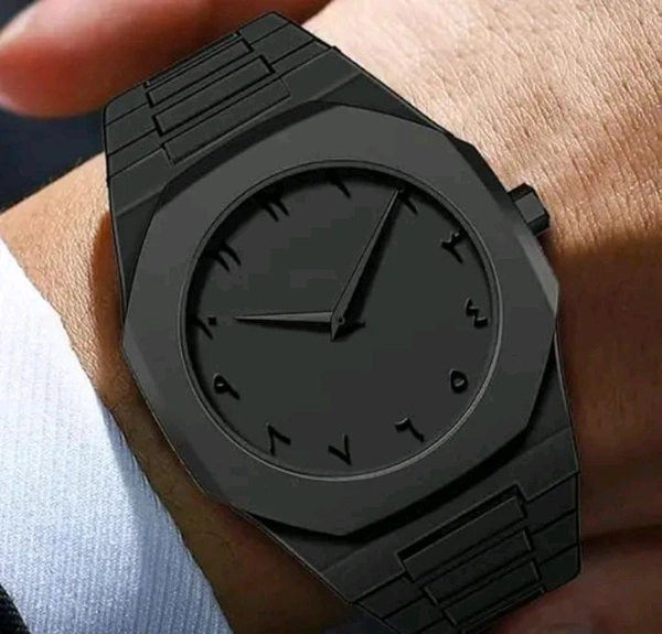 Men's Watch With Arabic Numerals Black Minimalist Watch  - Black, Free