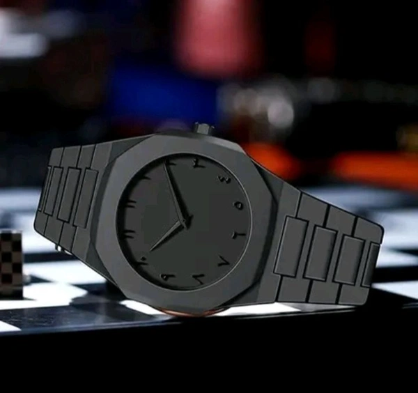 Men's Watch With Arabic Numerals Black Minimalist Watch  - Black, Free