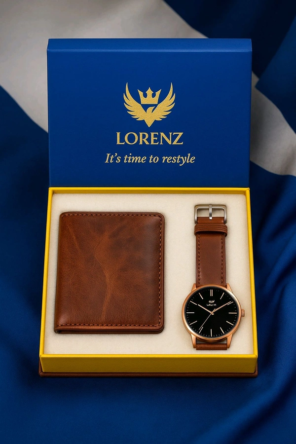 Slim Original LORENZ Watch For Men + Free Wallet For Boy's & Men's  - Gray
