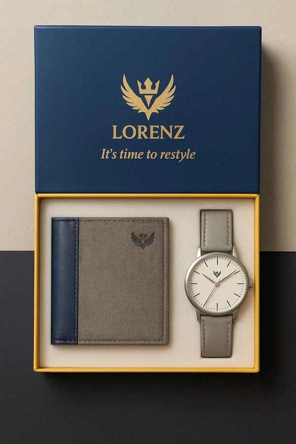 Slim Original LORENZ Watch For Men + Free Wallet For Boy's & Men's  - Gray