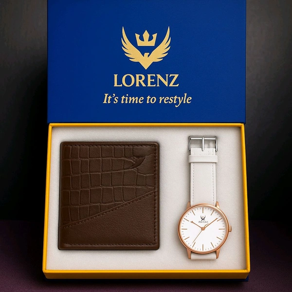 Slim Original LORENZ Watch For Men + Free Wallet For Boy's & Men's  - Gray