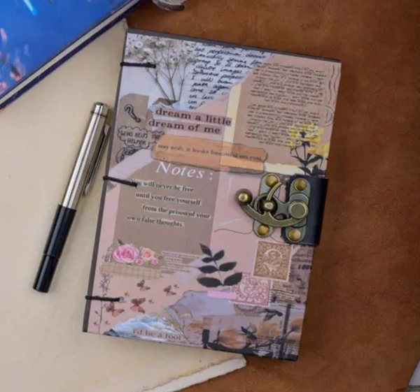 Notes Printed Premium A5 Leather Diary with Lock - Stylish & Functional,