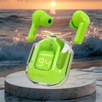Ultrapods Bluetooth Earbuds With Led Display And Cool Transperant Design  - Black
