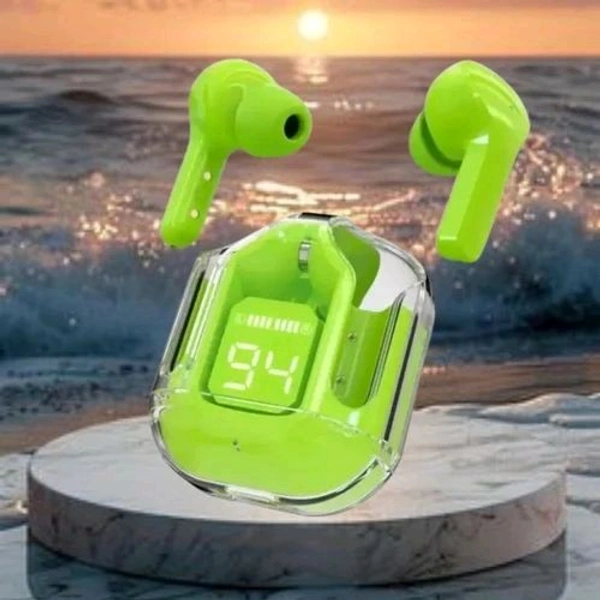 Ultrapods Bluetooth Earbuds With Led Display And Cool Transperant Design  - Black