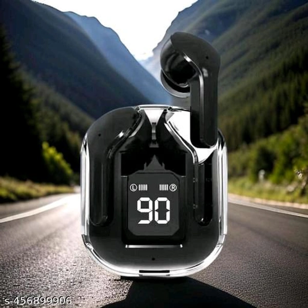 Ultrapods Bluetooth Earbuds With Led Display And Cool Transperant Design  - Green