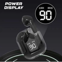 Ultrapods Bluetooth Earbuds With Led Display And Cool Transperant Design  - Green
