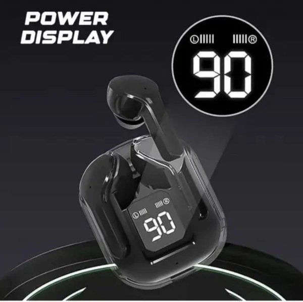 Ultrapods Bluetooth Earbuds With Led Display And Cool Transperant Design  - Green