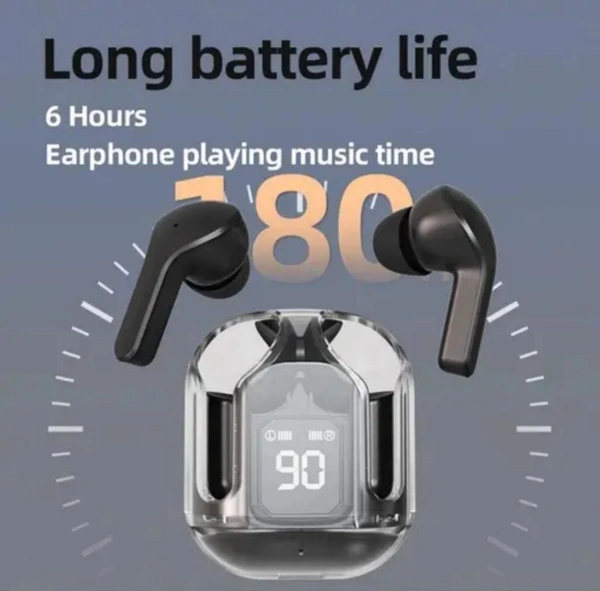 Ultrapods Bluetooth Earbuds With Led Display And Cool Transperant Design  - Green