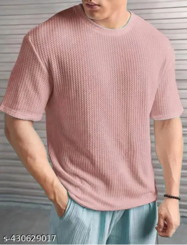 Elvesta Solid Self Design Oversized Tshirt for Men Men Drop Shoulder Tshirts | - M