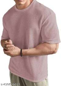 Elvesta Solid Self Design Oversized Tshirt for Men Men Drop Shoulder Tshirts | - M