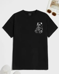 ROUND NACKE PANDA BLACK T-SHIRT - XL