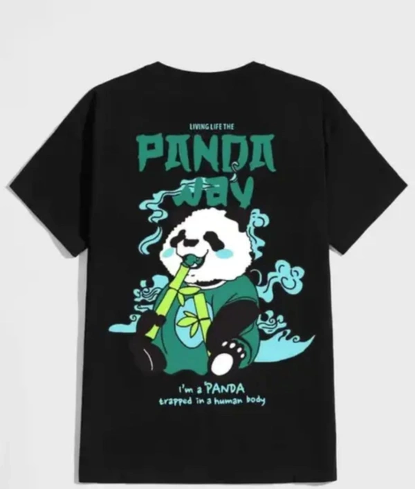 ROUND NACKE PANDA BLACK T-SHIRT - XL