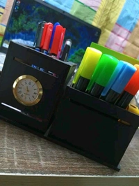 Wonders Pen Stand With Watch Visiting Card & Mobile Holder Multipurpose Wooden