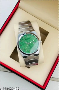 Analog Date Functioning Display Silver Stainless Steel Chain Wrist Watch for Men