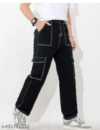 Men Thread Contrast Stitching Jeans/Loose Fit Baggy Style Jeans 6 Pocket Jeans - 26