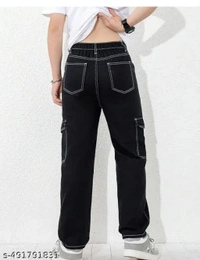 Men Thread Contrast Stitching Jeans/Loose Fit Baggy Style Jeans 6 Pocket Jeans - 26