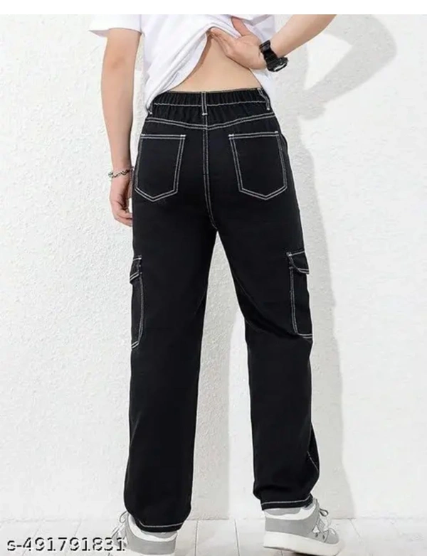 Men Thread Contrast Stitching Jeans/Loose Fit Baggy Style Jeans 6 Pocket Jeans - 26