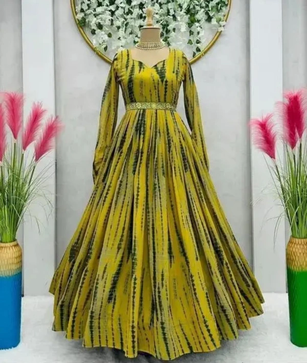 Women's poly Georgette Printed Party Wedding Fashion Gown - XXS