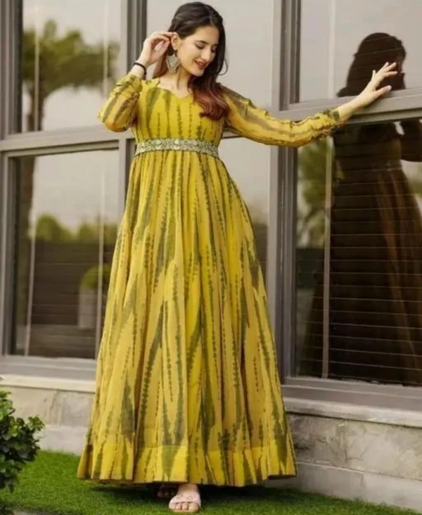 Women's poly Georgette Printed Party Wedding Fashion Gown - XL