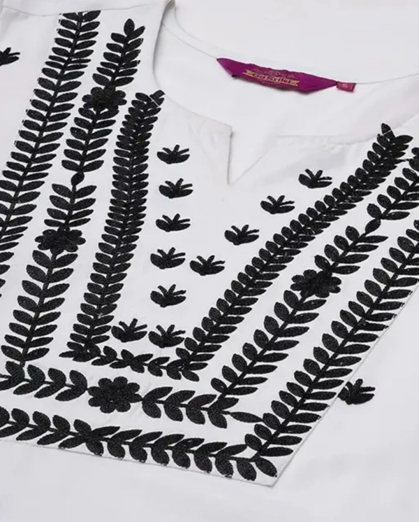 WHITE EMBROIDERY KURTI FOR WOMEN'S - M