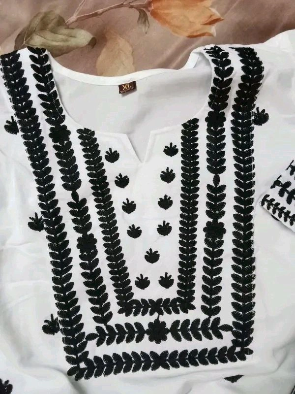 WHITE EMBROIDERY KURTI FOR WOMEN'S - M