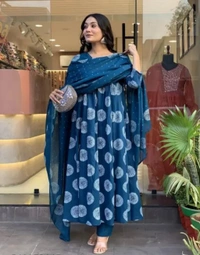 Flipto LIMTD Dhanvi kurti plazo with dupatta set you can wear at a party, wedding - M