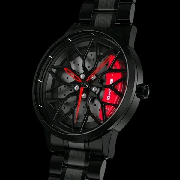 Flipto Watches For Men, Spinning Car Wheel Analog Watch