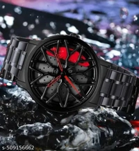 Flipto Watches For Men, Spinning Car Wheel Analog Watch