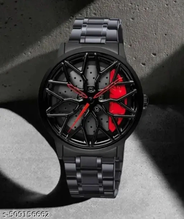Flipto Watches For Men, Spinning Car Wheel Analog Watch