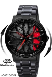 Flipto Watches For Men, Spinning Car Wheel Analog Watch