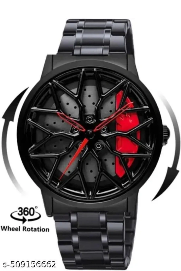 Flipto Watches For Men, Spinning Car Wheel Analog Watch