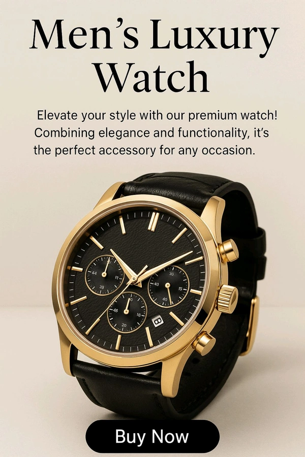 Luxury Chrono-Style Men's Watch – Bold Design. Timeless Style.
 - Black, Free