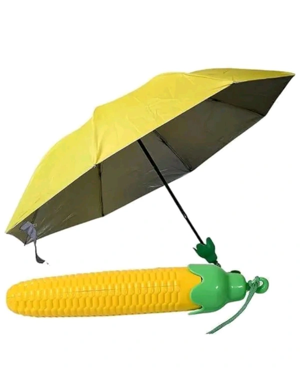 Corn Shaped Umbrella – Auto Open/close - Yellow, Free