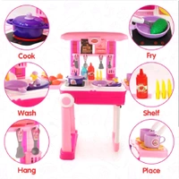 Kids’ Interactive Kitchen Play Set – Lights & Sounds Edition
 - Magenta / Fuchsia, 34 Cm Length  Breadth -23