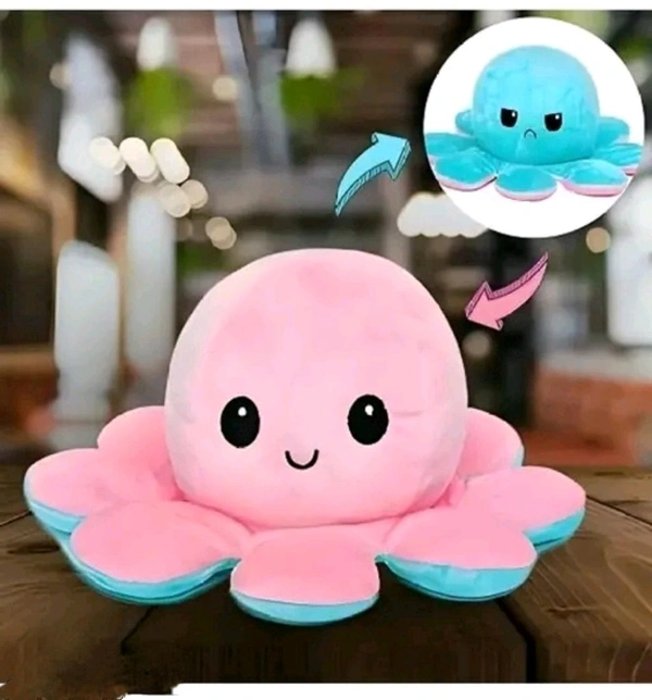 MoodPuff™ Reversible Mini Octopus Plush – 3″ Super-Soft Happy & Angry Face, Multicolor Cute Toy for Kids, Teens & Adults (Random Color)
 - Blush Pink