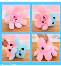 MoodPuff™ Reversible Mini Octopus Plush – 3″ Super-Soft Happy & Angry Face, Multicolor Cute Toy for Kids, Teens & Adults (Random Color)
 - Blush Pink
