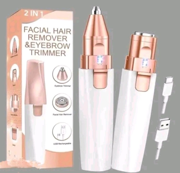 SilkErase™ Painless 2-in-1 Facial Hair Remover – Lip & Face Trimmer for Women, Removes White Hair Smoothly Without Pain (Rechargeable)
 - Golden Tainoi