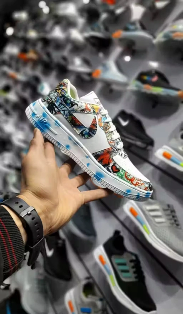 Urban Graffiti Style Casual Sneakers Multi-Color Splatter Design