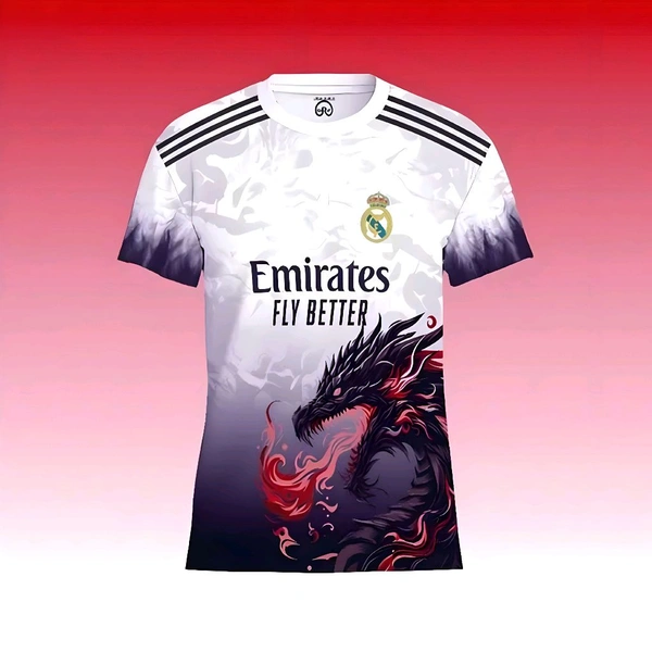 Real Madrid Dragon Multi Edition Premium Quality Jersey Buy 1 Get 1 Free ( Offer On 10 to 15 July) - Red, S