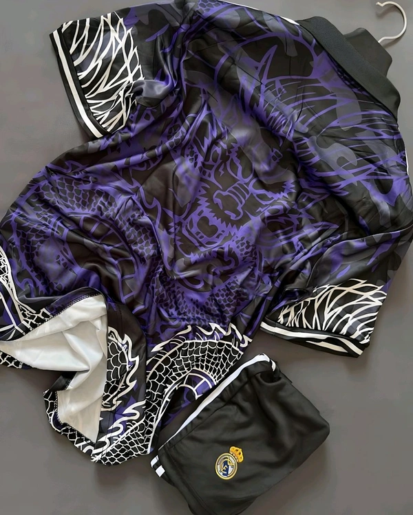 Real Madrid Purple Colour Premium Quality Jersey White Pant - Purple, XL