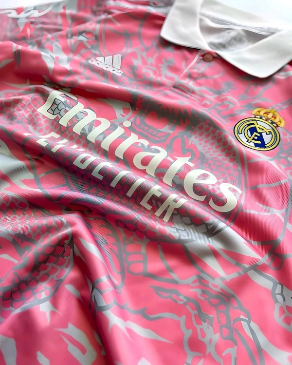 Real Madrid Pink Colour Premium Quality Jersey - Hot Pink, M