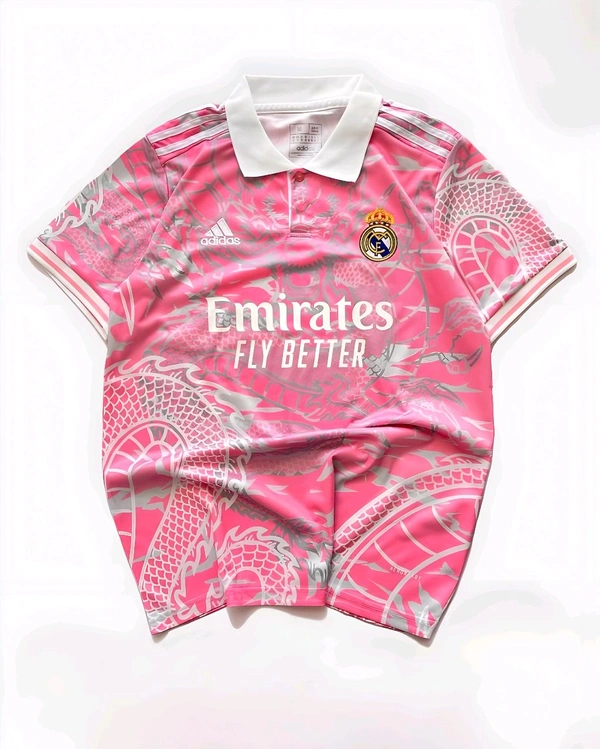 Real Madrid Pink Colour Premium Quality Jersey - Hot Pink, XL