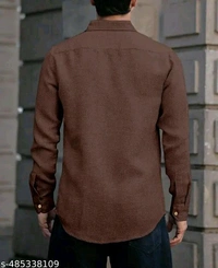 Mens Brown Linen Shirt - S, Morocco Brown