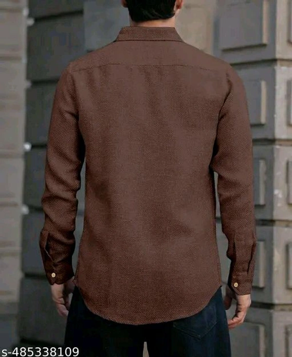 Mens Brown Linen Shirt - S, Morocco Brown