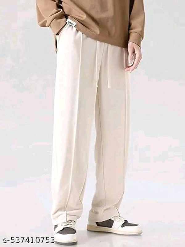 Mens White Korean Style Trousers  - White, 28